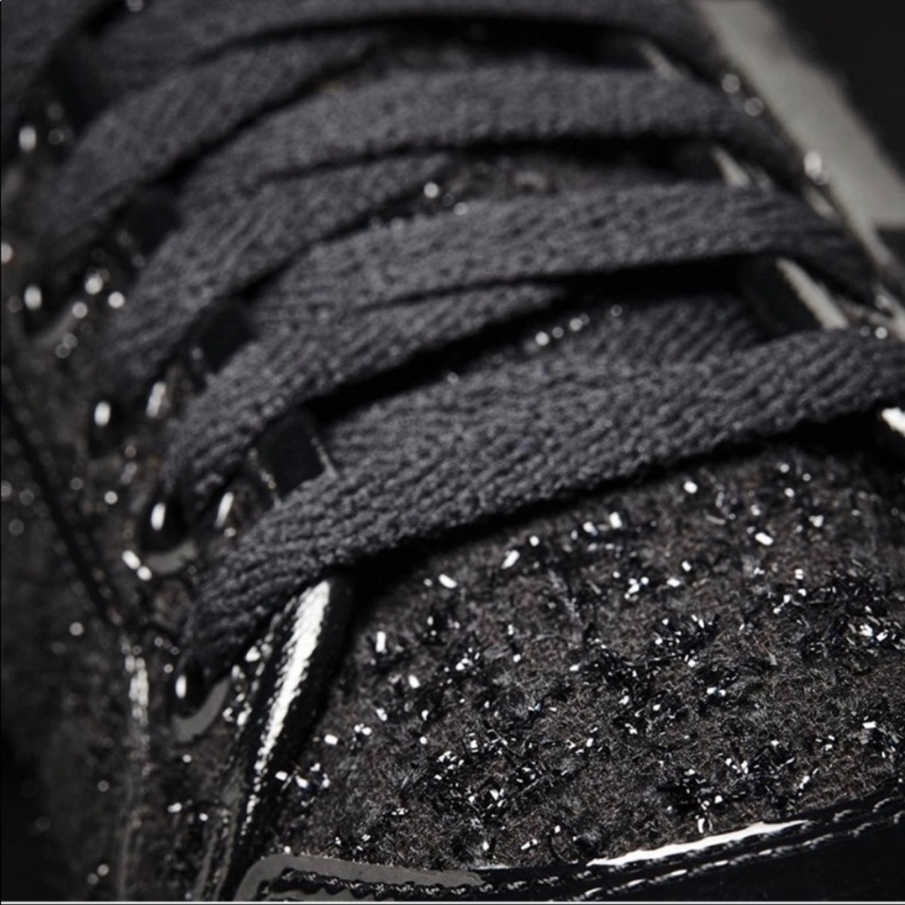 Adidas Honey Triple Black Shimmer Mid High Tops Sneakers Size 8.5 - Picture 3 of 12